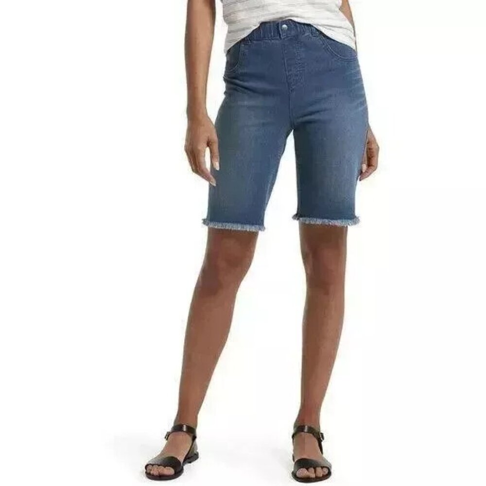 Hue Ladies Ultra-Soft Denim High Rise Bermuda Shorts, WINDSOR BLUE WASH, L